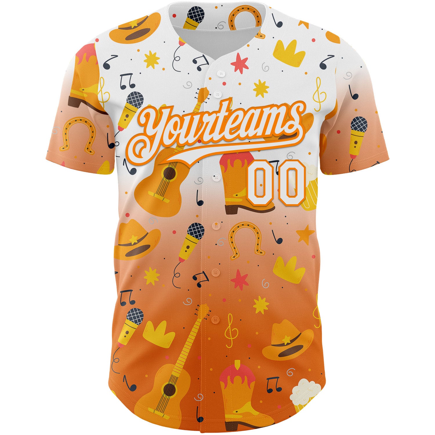 Custom White Bay Orange Texas Cowboy Country Music City Edition Authentic Baseball Jersey