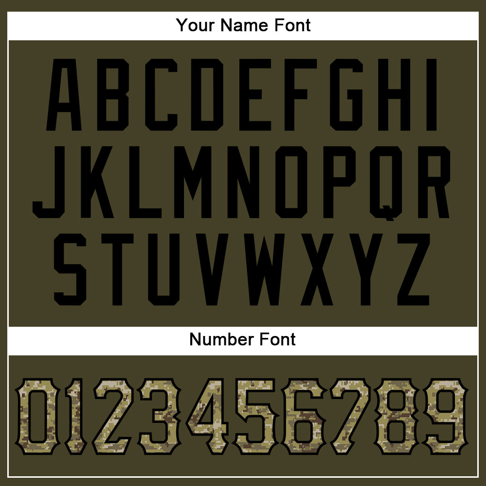 Custom Olive Camo-Black Authentic Sleeveless Salute To Service Baseball Jersey