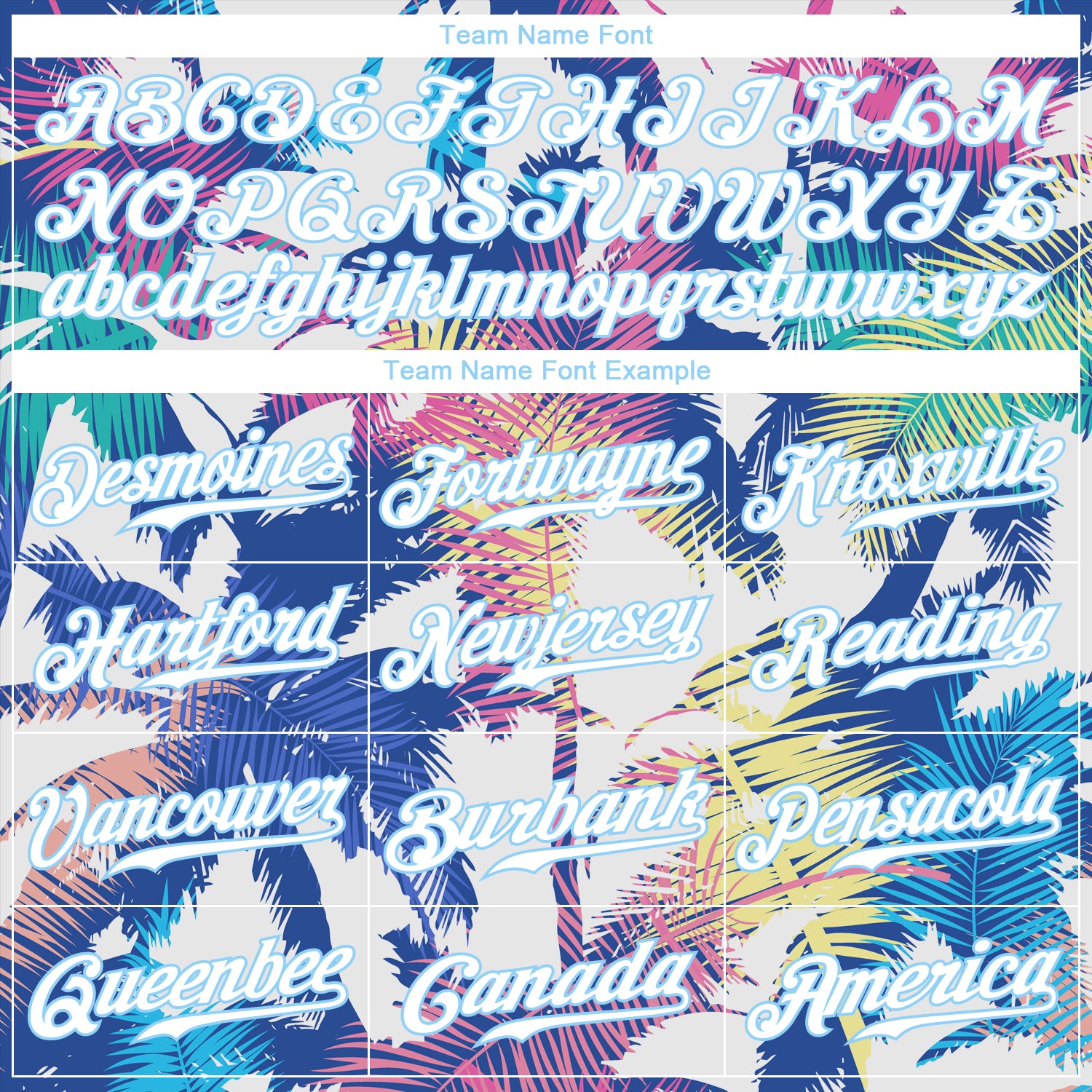 Custom White Light Blue 3D Pattern Design Hawaii Palm Trees Authentic Baseball Jersey