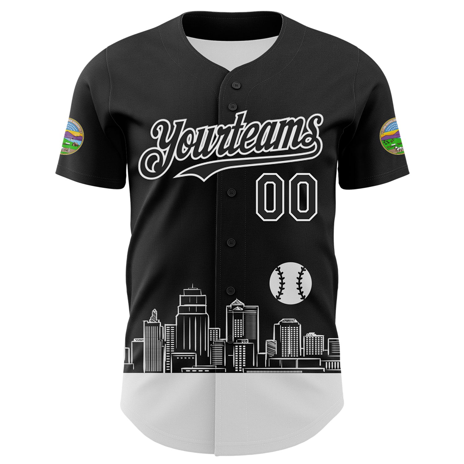 Custom Black White 3D Urban City Edition Sports Authentic Baseball Jersey