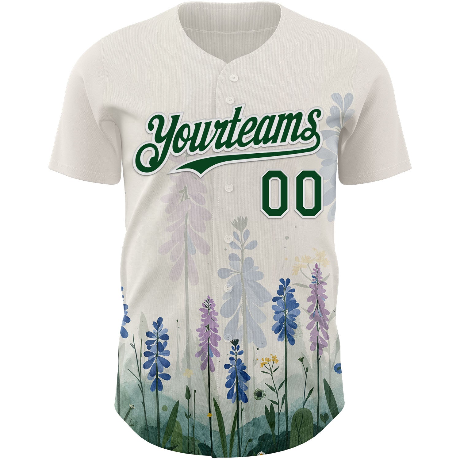 Custom White Green Texas Bluebonnet Floral City Edition Authentic Baseball Jersey