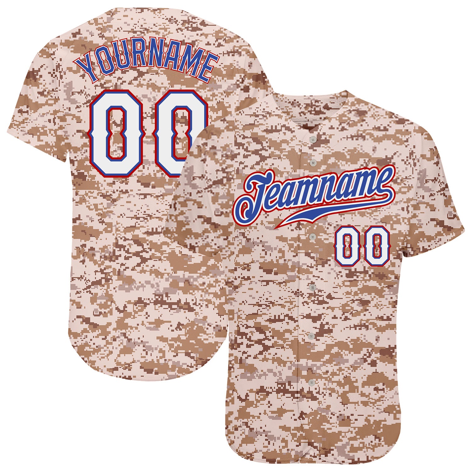 Custom Camo White-Royal Salute To Service Baseball Jersey