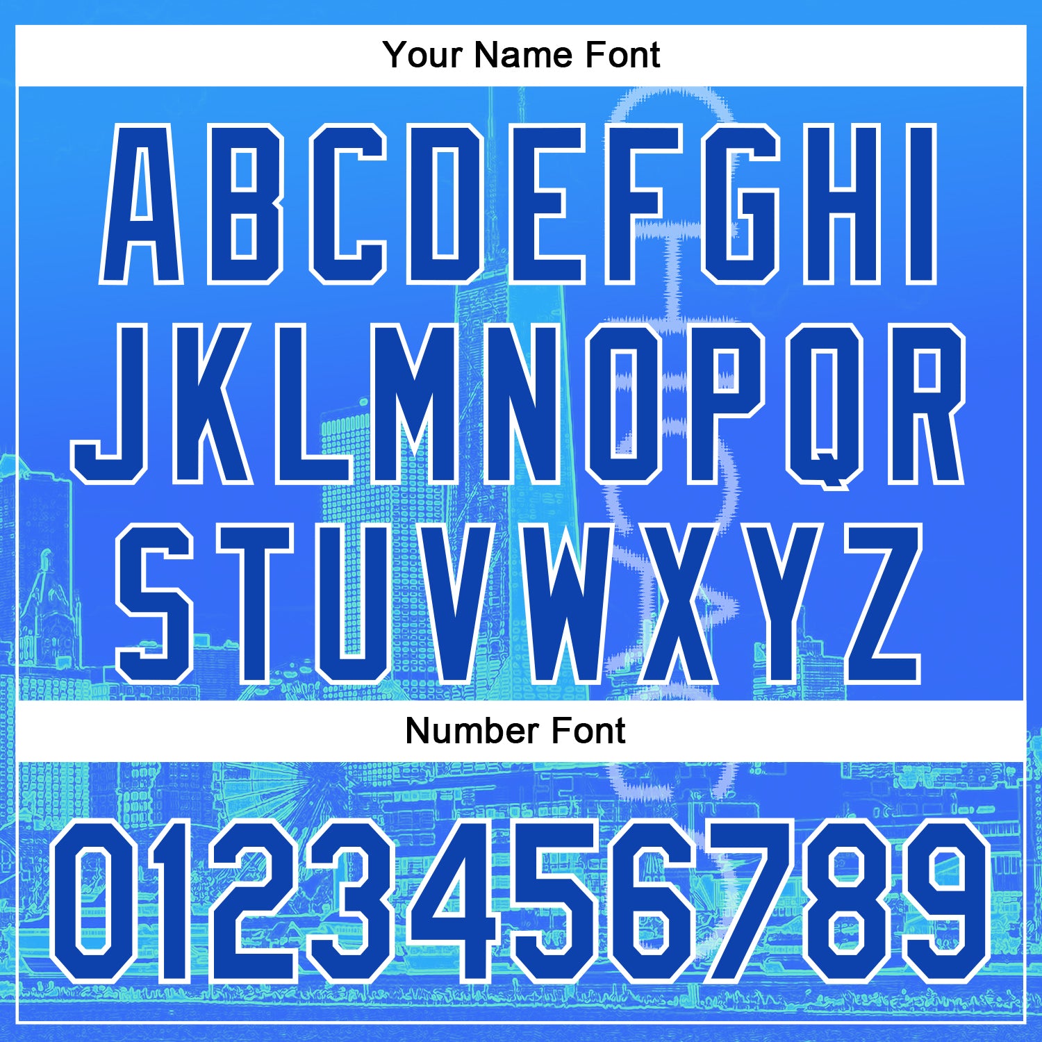 Custom Blue Thunder Blue-White Chicago Illinois Cityscape Skyline City Symbol Authentic Baseball Jersey