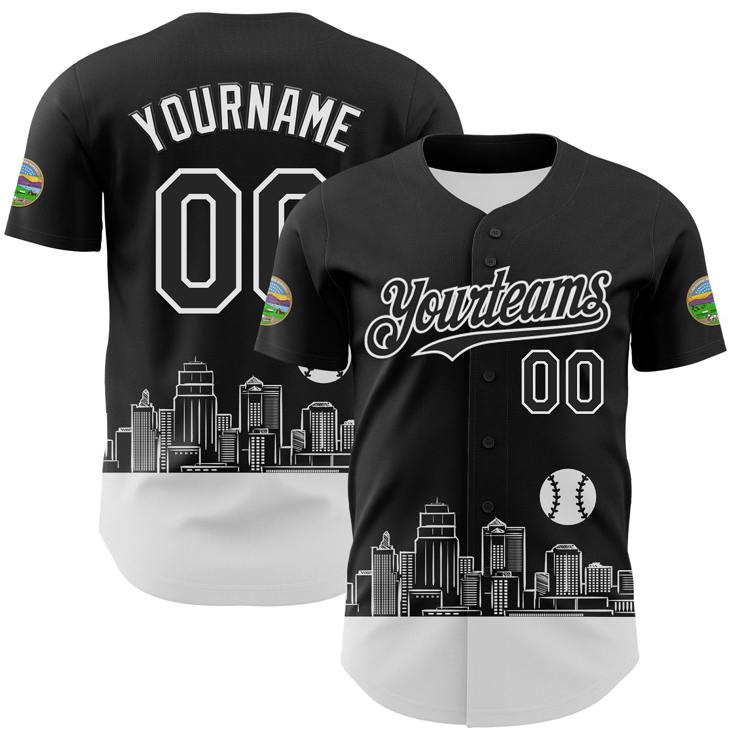 Custom Black White 3D Urban City Edition Sports Authentic Baseball Jersey
